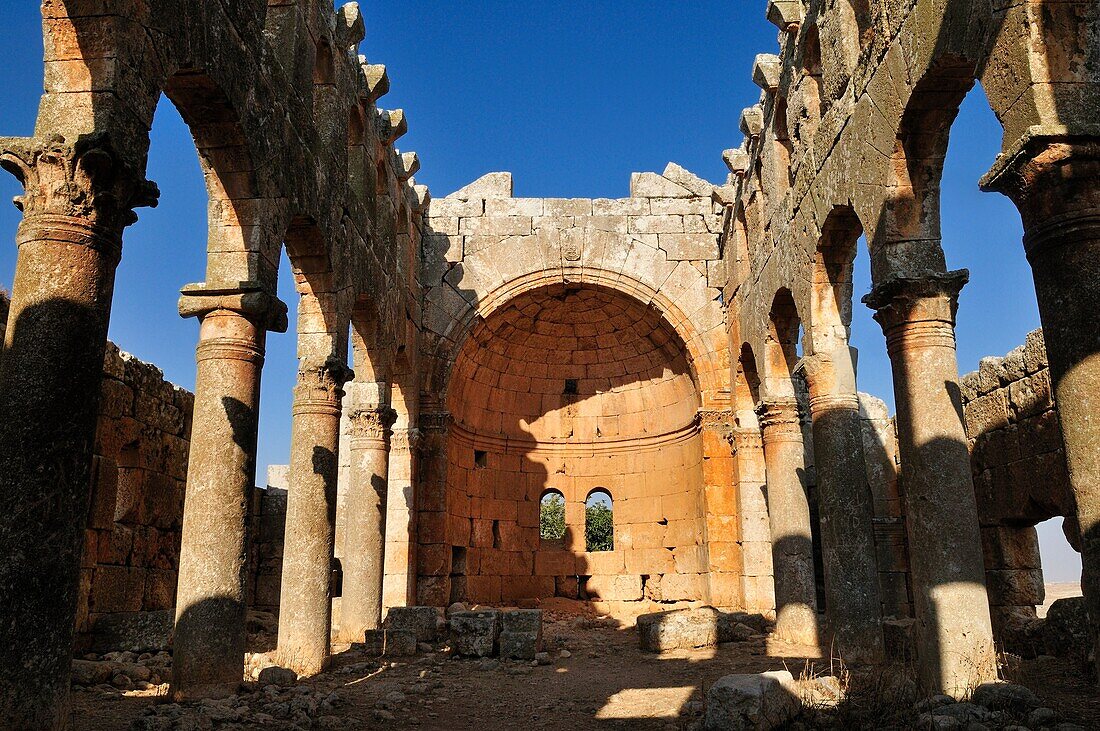 ruin of the byzantine church of Mshabak, Mushabbak, near Aleppo, Dead Cities, Syria, Middle East, West Asia