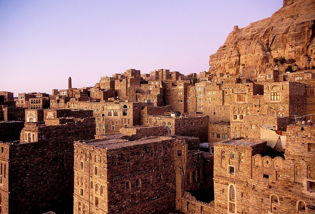 Asia, Yemen, Thula, Himyarite period, the town is very well preserved and includes traditional houses and mosques, stone houses view