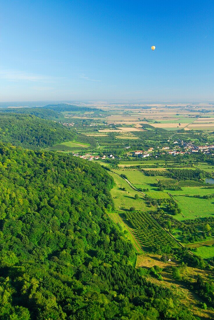 Aerial view ofMeuse slopes,  in summer, Hannonville sous les Cotes, Lorraine region, France