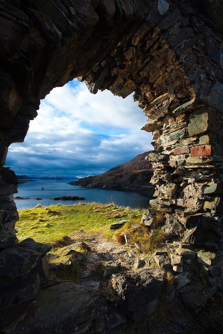 Scotland, Scottish Highlands, Strome Castle The enigmatic ruins of Strome Castle, situated alongside Loch Carron
