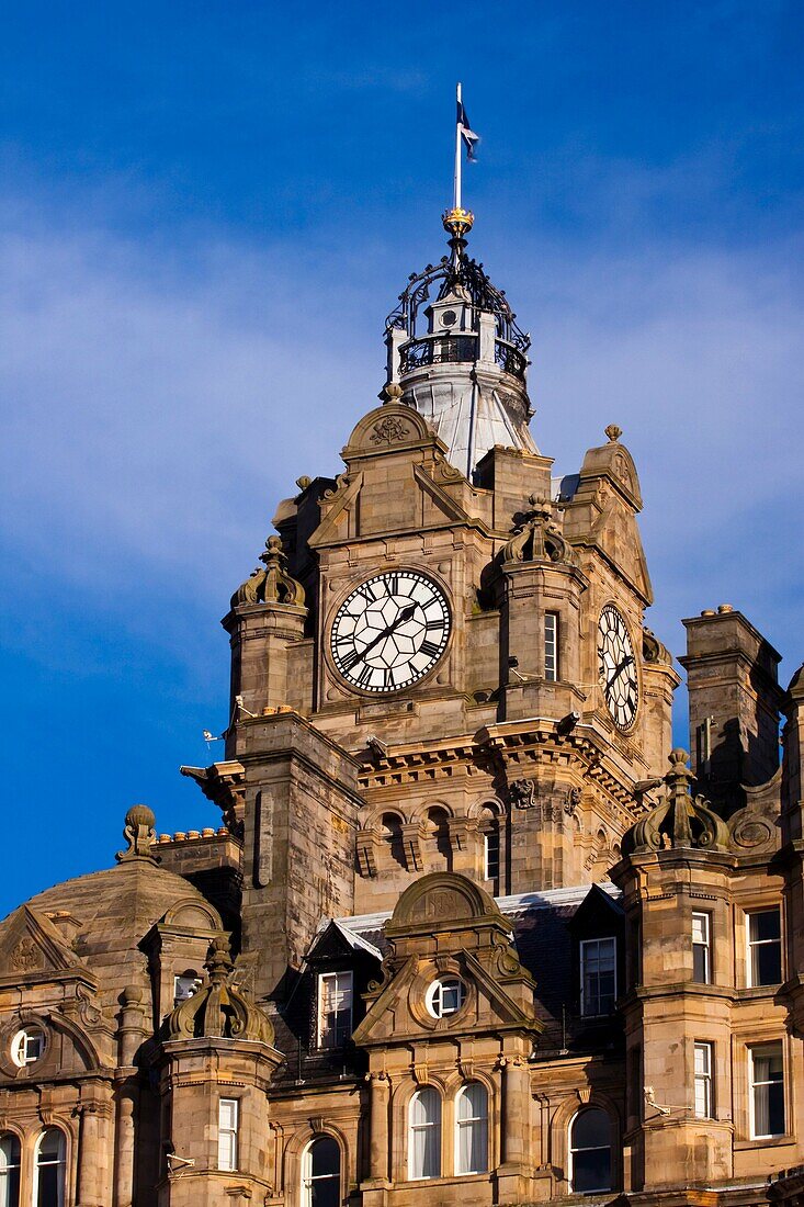 Scotland, Edinburgh, Balmoral Hotel Balmoral Hotel clock tower, often referred to as the most photographed clock tower in Scotland