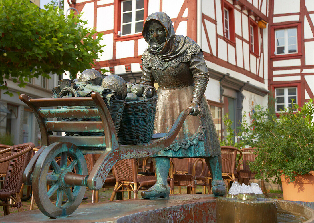 Alter Markt (Old Market) with well, Northern part of Eifel, Euskirchen, North Rhine-Westphalia, Germany, Europe
