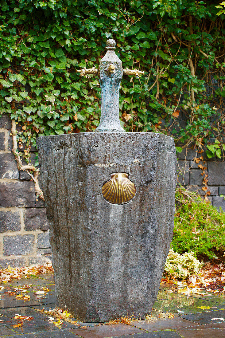 Abtei Maria Laach, Pilgrims' well, Monastery, Autumn, Hocheifel, Vulkaneifel, Eifel, Rhineland-Palatinate, Germany, Europe