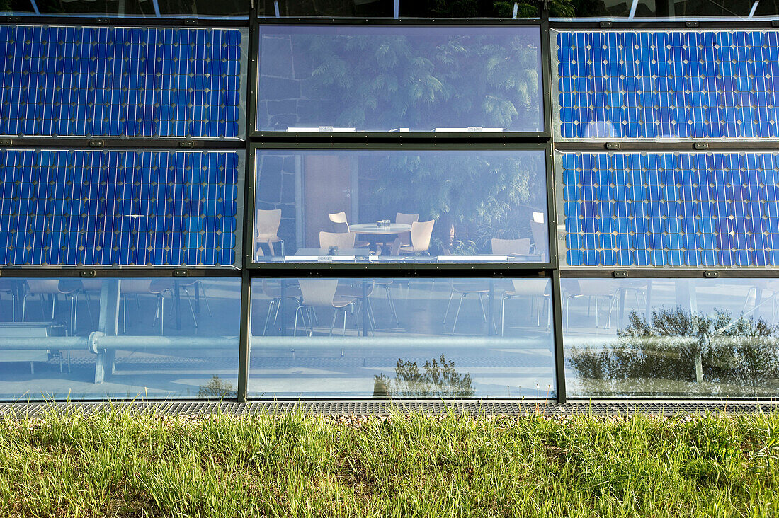 Factory building with solar installation, Freiburg im Breisgau, Baden-Wuerttemberg, Germany, Europe