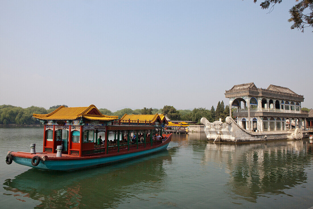 Boat of marble at the lake Kunming near the Yihe Yuan Summer Pal, Peking, Beijing, People's Republic of China