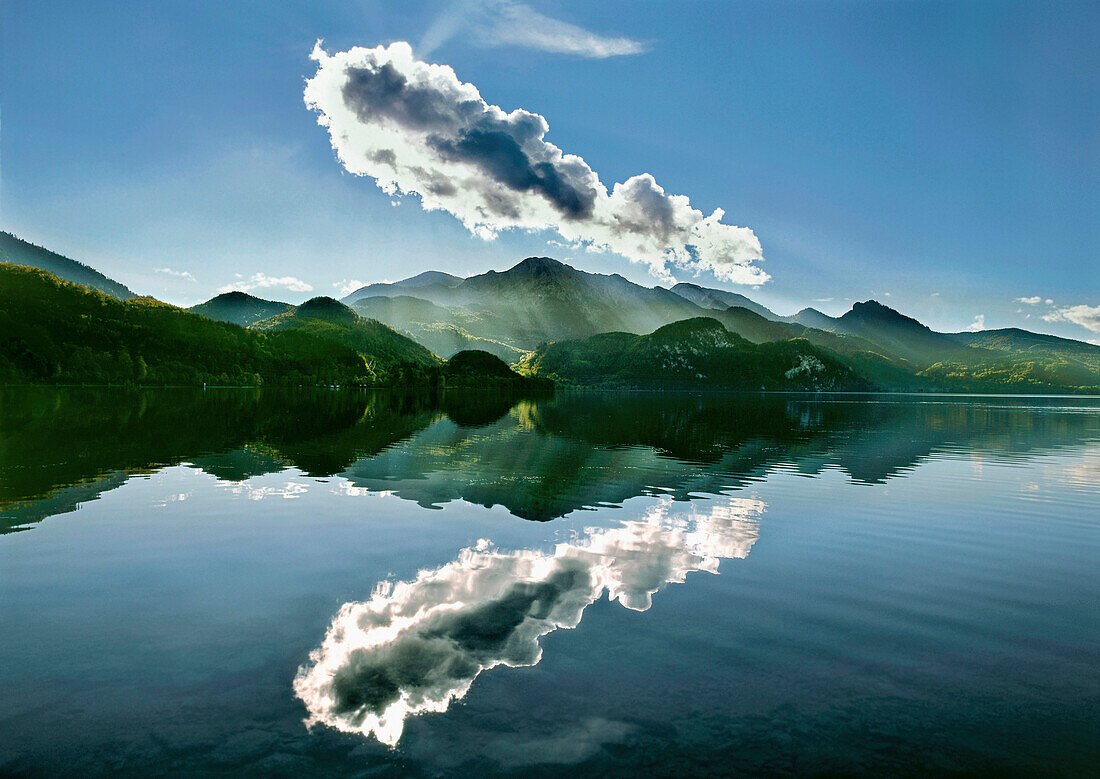 Cloud above lake Kochelsee, Upper Bavaria, Germany, Europe