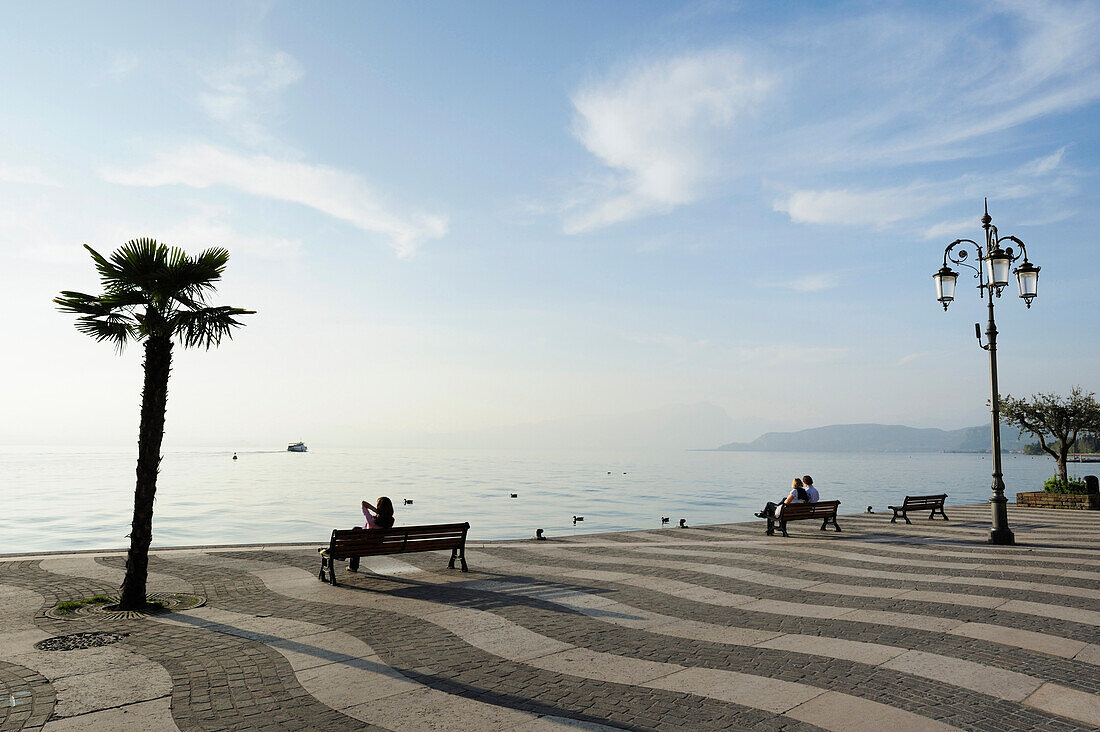 Lakeside promenade at Lake Garda, Lazise, Veneto, Italy