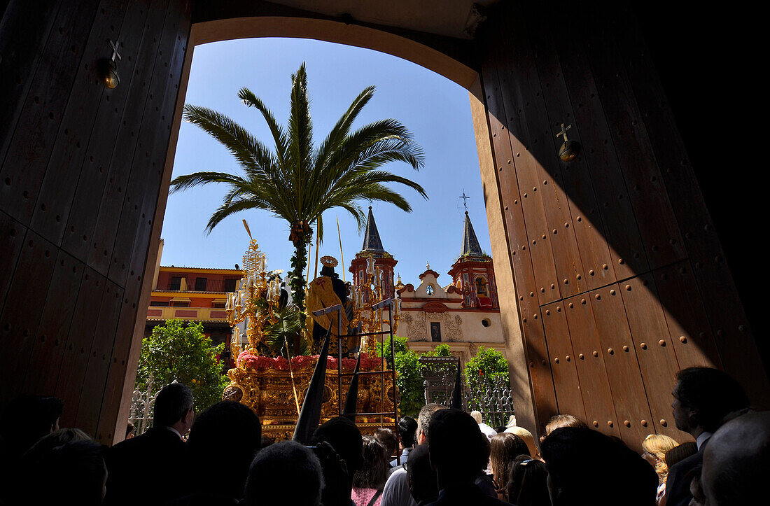 People during procession on Palm Sunday, Semana Santa, Sevilla, Andalusia, Spain, Europe