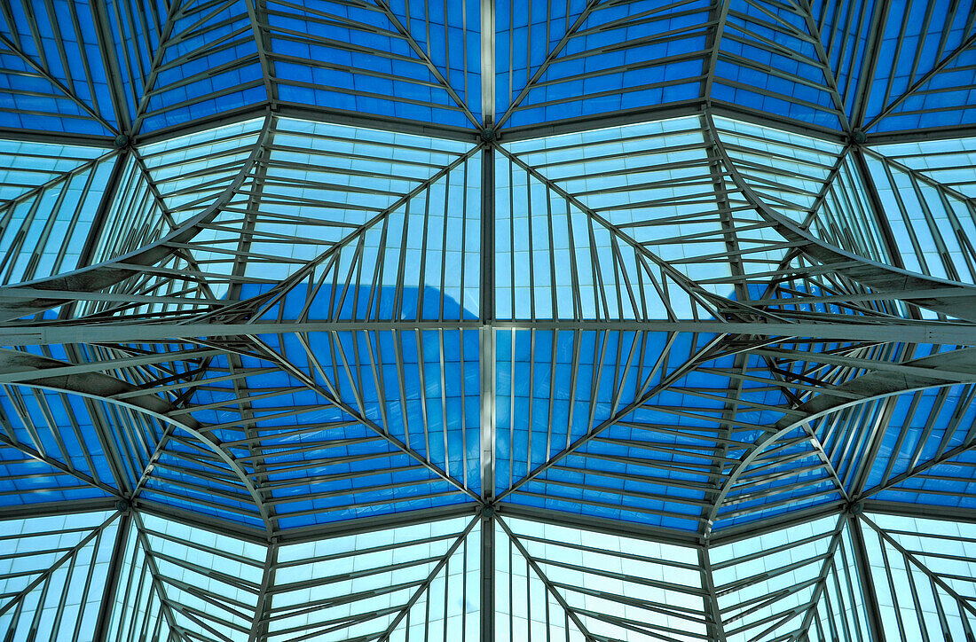 Glasdach des Bahnhof Lissabon Oriente, Santiago Calatrava, Lissabon, Portugal, Europa