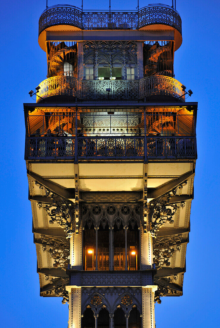 Santa Justa Lift in the evening, Lisbon, Portugal