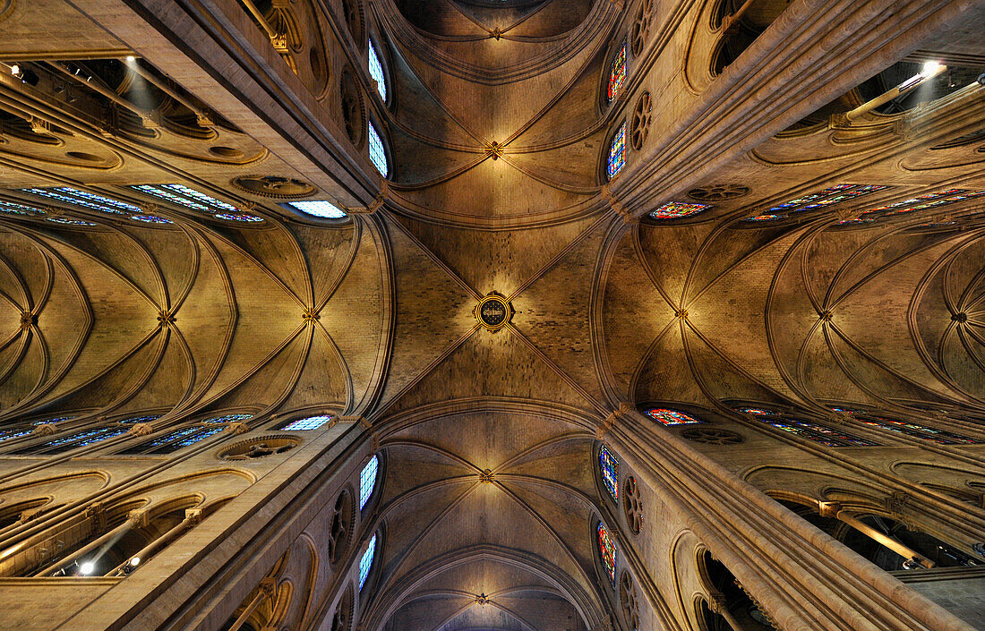 Deckengewölbe, Kathedrale Notre-Dame de Paris Paris, Frankreich