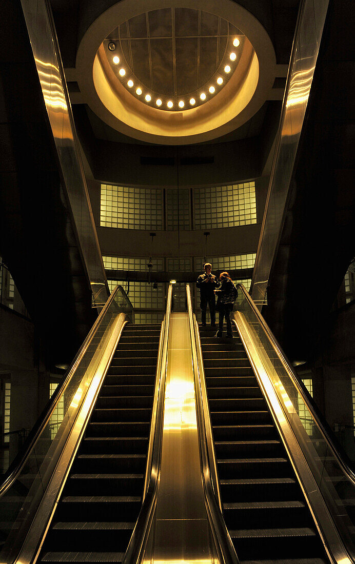 Escalator, subway station Madeleine, Paris, France