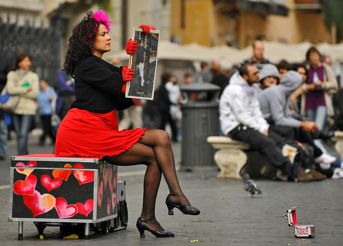 Street artist at square Piazza Navona, Rome, Lazio, Italy, Europe