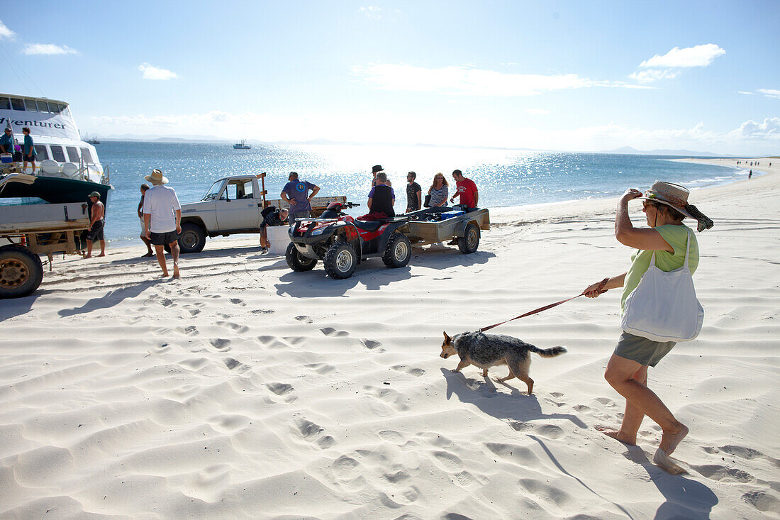 Arrival at Long beach, southern Great Keppel Island, Great Barrier Reef Marine Park, UNESCO World Heritage Site, Queensland, Australia