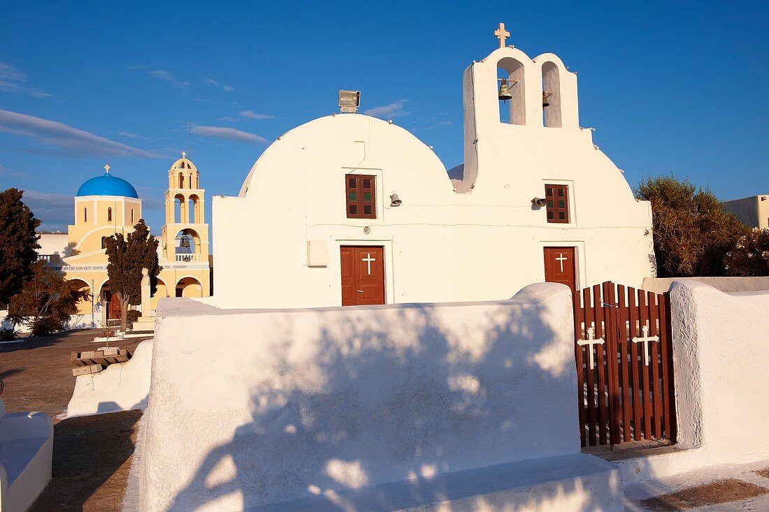 oia Ia Santorini orthodox churches - Greek Cyclades islands.
