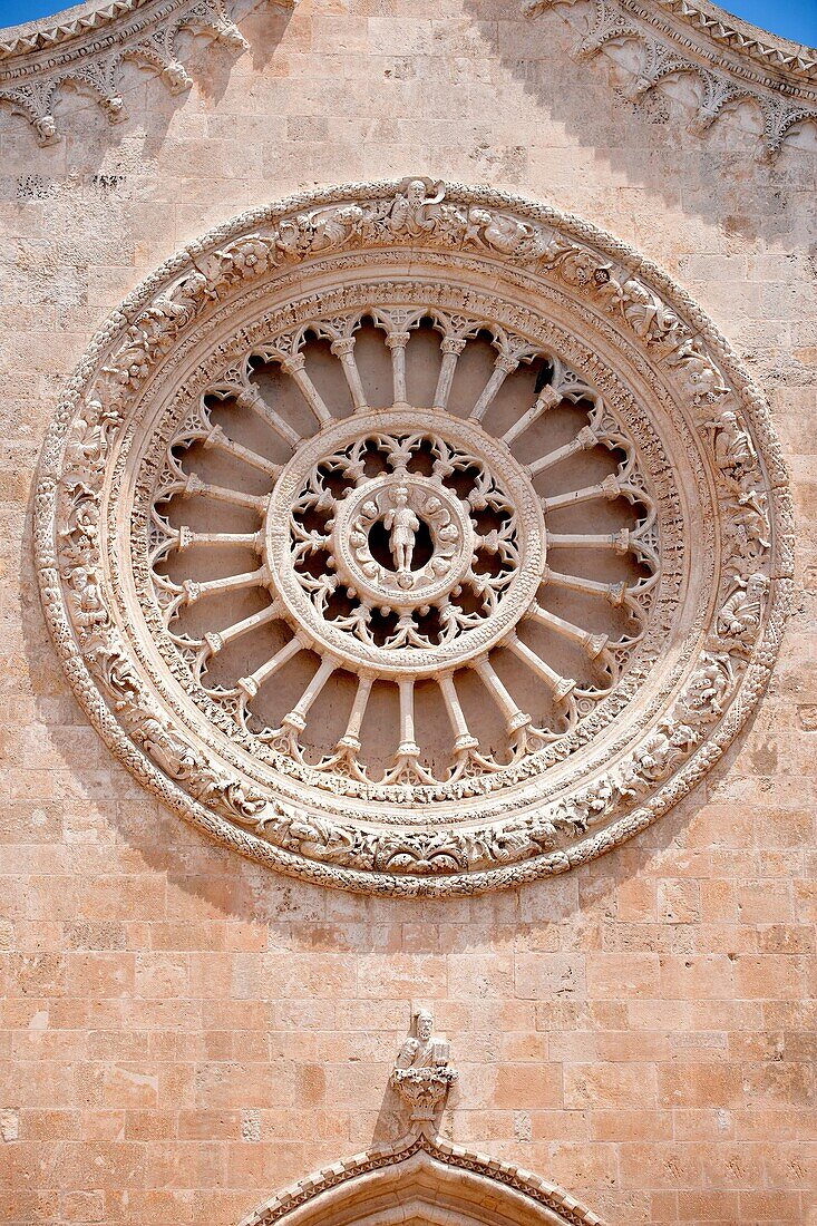 The 15th century rose window of the cathedral of Ostuni, Puglia, South Italy