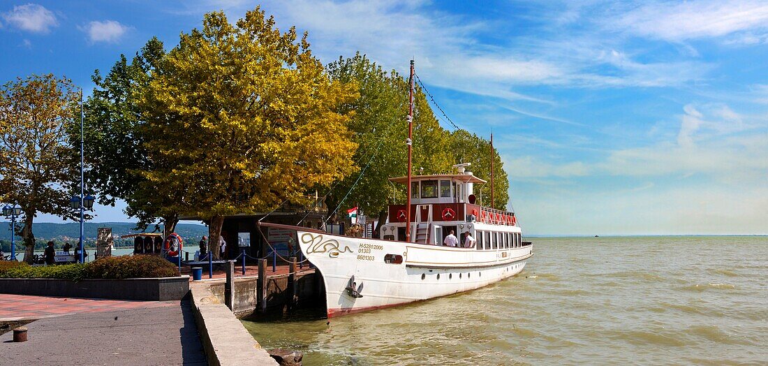 Old style traditional passanger ferry, ketcsmet, lake Balaton, Hungary