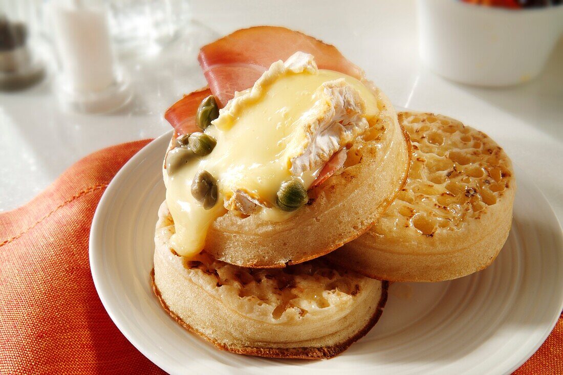 Melted goats cheese on buttered crumpets