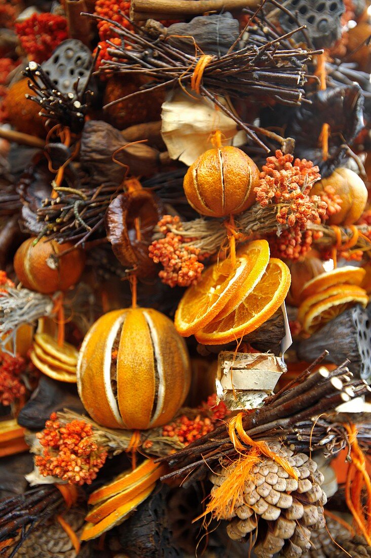 Christmas decorations on the market stalls - Saltzburgh Christmas market - Austria