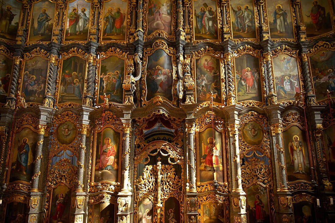 Interior and icons of St Nicholas Greek Orthodox Church, Eger, Hungary