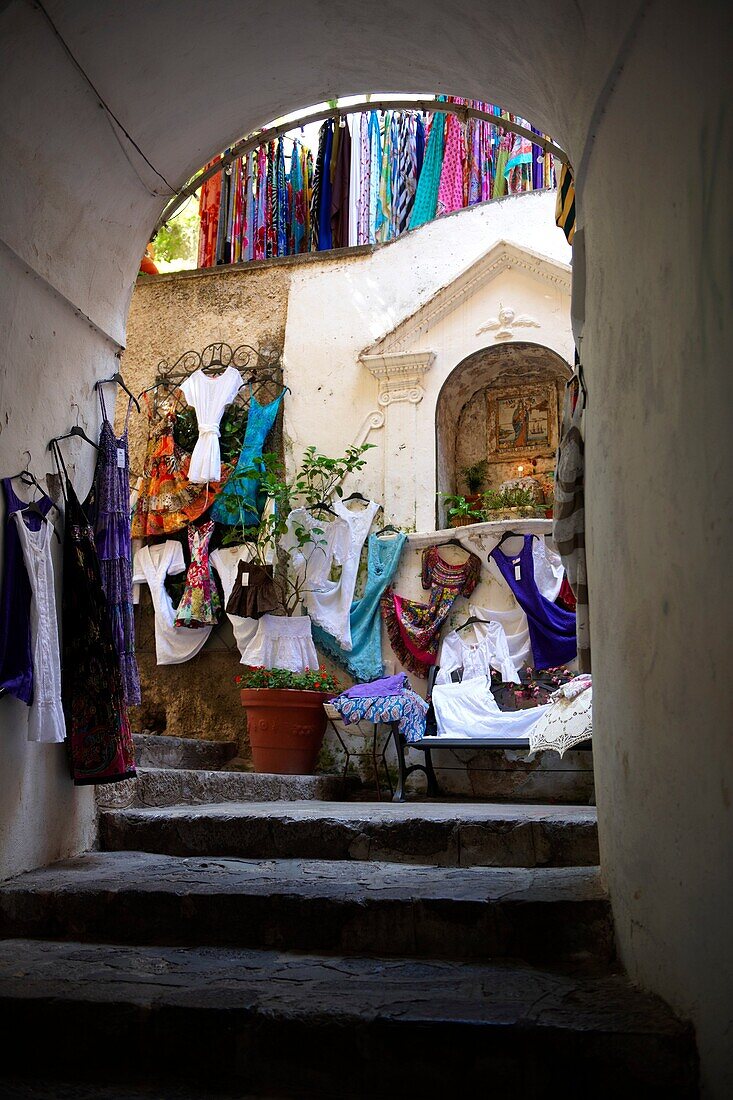 The fashion shops of Positano, Amalfi coast, Italy