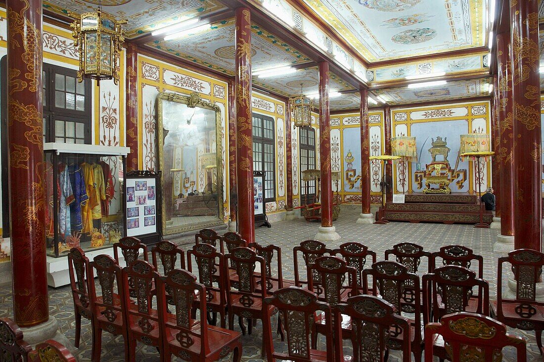 Vietnam, Hue, Citadel, Imperial Enclosure, Hall of the Mandarins, interior