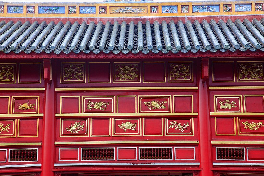 Vietnam, Hue, Citadel, Imperial Enclosure, typical architecture detail, decoration