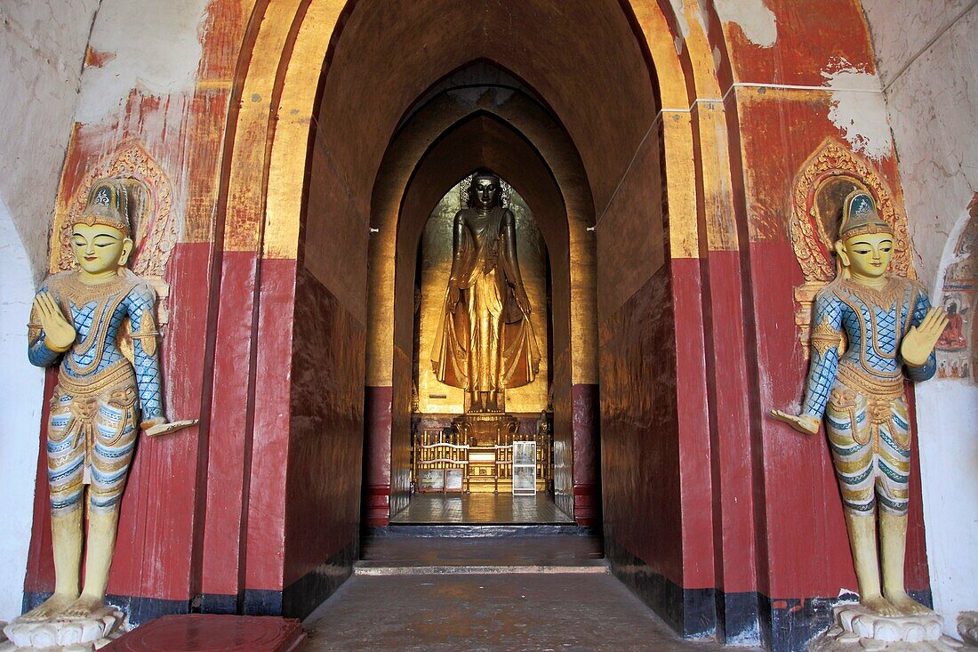 Myanmar, Burma, Bagan, Ananda Temple, east facing Buddha image