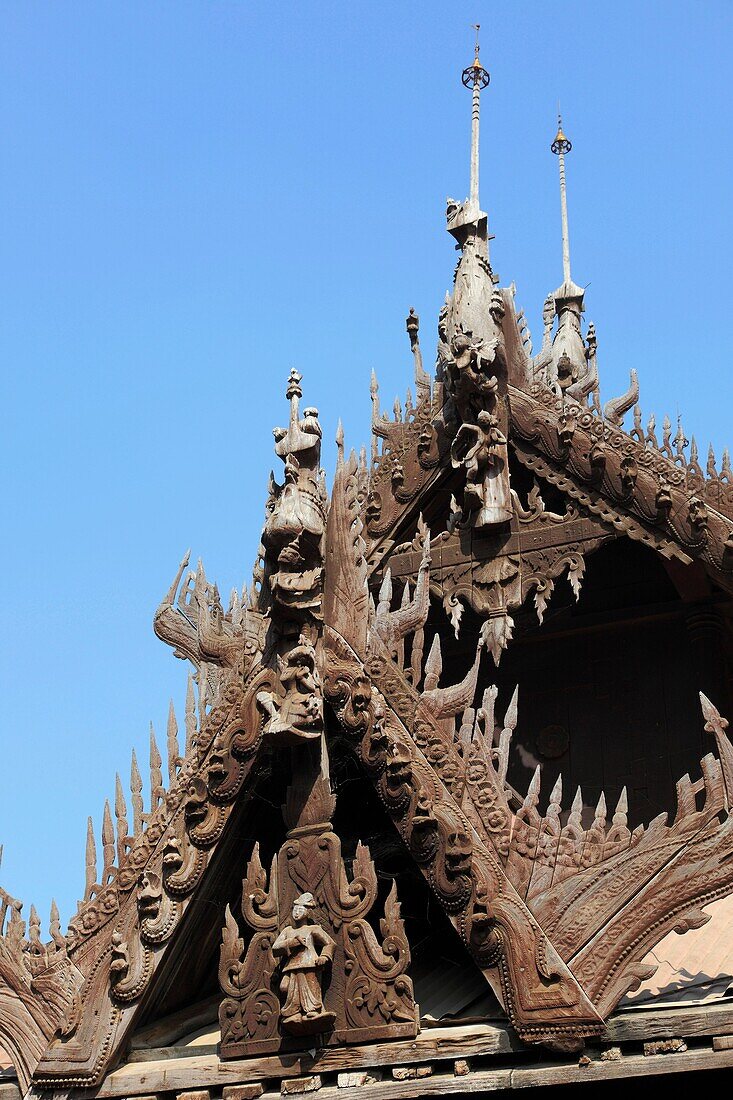 Myanmar, Burma, Mandalay, Shwe In Bin Kyaung wooden monastery