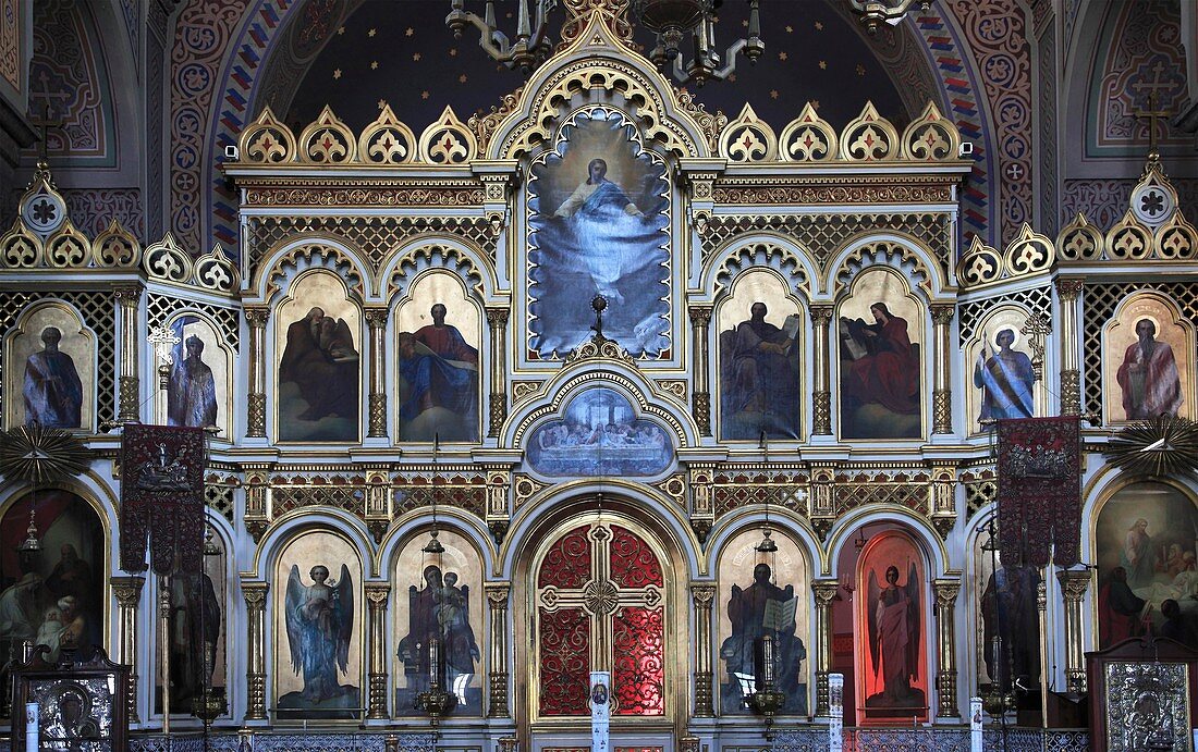 Finland, Helsinki, Uspenski Orthodox Cathedral, interior, iconostasis