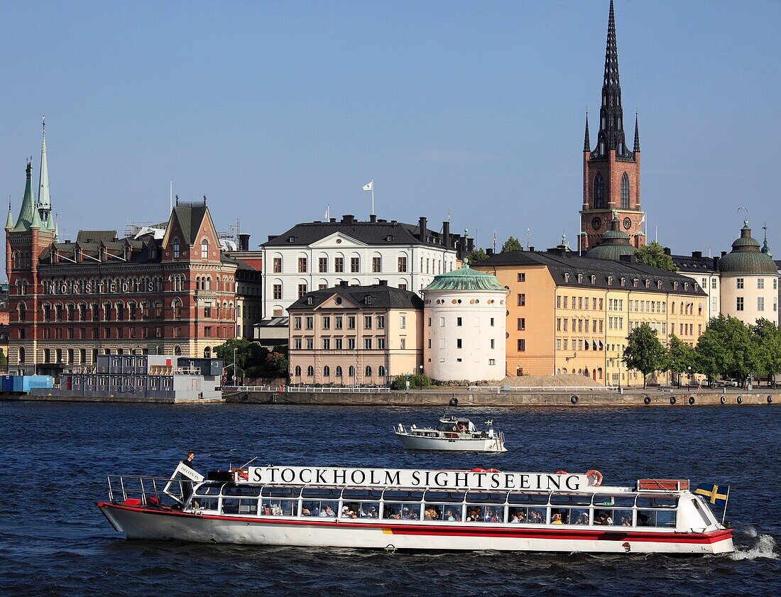Sweden, Stockholm, Riddarholmen island, sightseeing boat