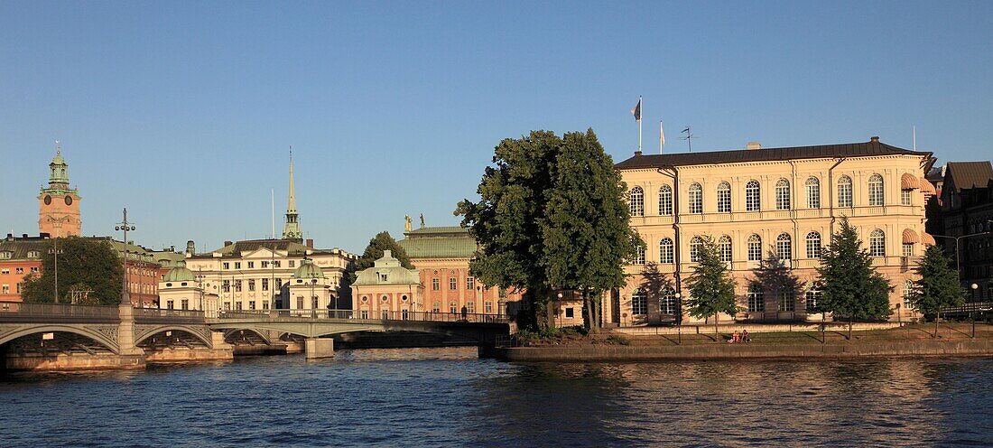 Sweden, Stockholm, Strömsborg and Riddarholmen islands, panoramic view