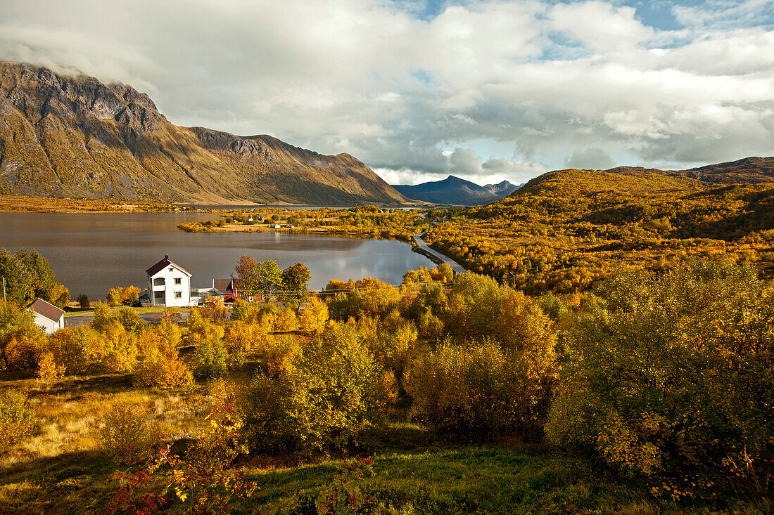 Landschaft auf den Lofoten, Herbst, Austvagoy, Nordland, Norwegen, Skandinavien, Europa
