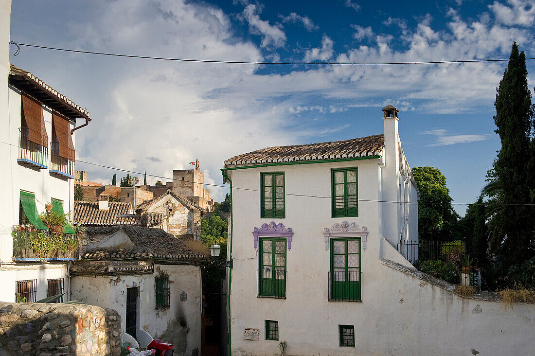 Häuser im Albaicin-Viertel, Granada, Andalusien, Spanien