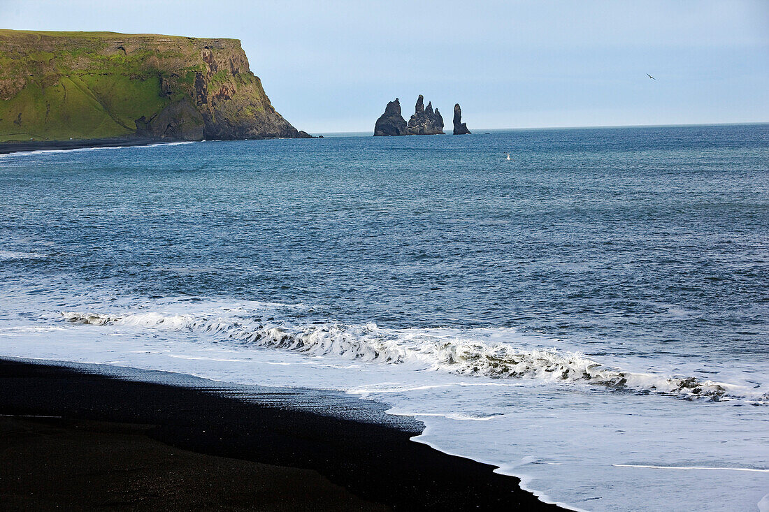 The Black Lava Columns of the Reynisdrangar, Nature Reserve of Dyrholaey, a Volcano-Formed Island, Now a Peninsula near Vik on the Southern Coast of Iceland, Europe