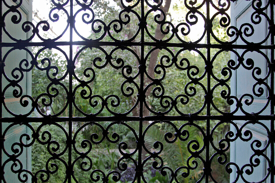 Detail of the Mashrabiya, a Latticed Grill in the Wives’ Bedrooms Opening Onto the Garden that Allows Them to See Without Being Seen, the Bahia Palace Built For the Grand Vizier Ahmed Ben Moussa in the 19Th Century, Marrakech, Morocco