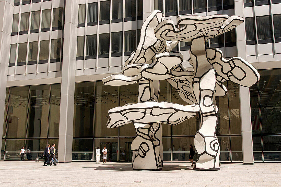 Sculpture By Jean Dubuffet in front of the Headquarters of Chase Manhattan Bank, Financial District, Manhattan, New York, United States of America, Usa