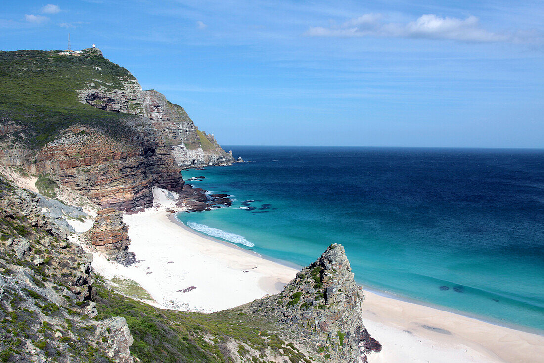 Beach and Cape Point, Cape Peninsula, Cape of Good Hope Nature Reserve, Western Cape Province, South Africa