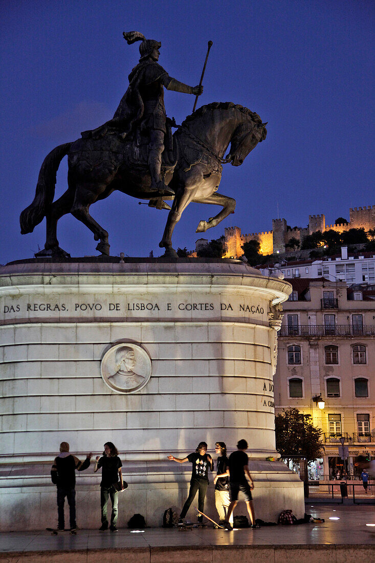Praca Da Figueira (Fig Tree Square) and Its Statue of Dom Joao I, Lisbon, Portugal