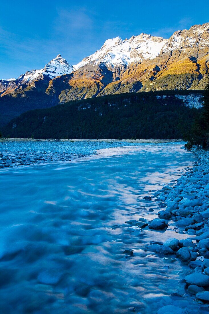 New Zealand, Otago, Mt Aspiring National Park The Rockburn, a fast flowing river in the scenic Mt Aspiring National Park