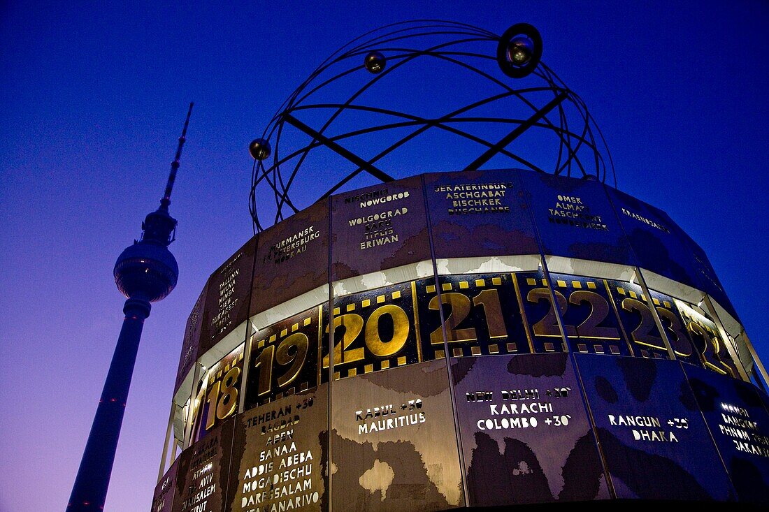 Tv Tower Berlin Germany and world time clock