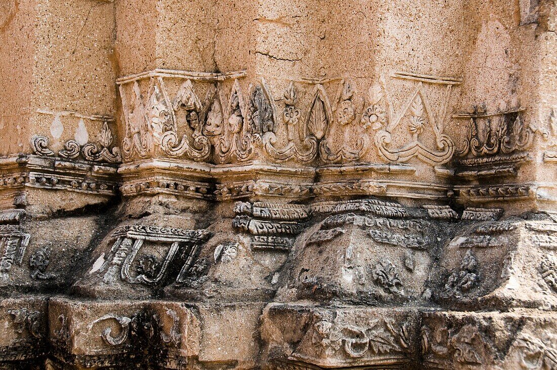 ruined architechture at wat Mahathat, ayutthaya, thailand