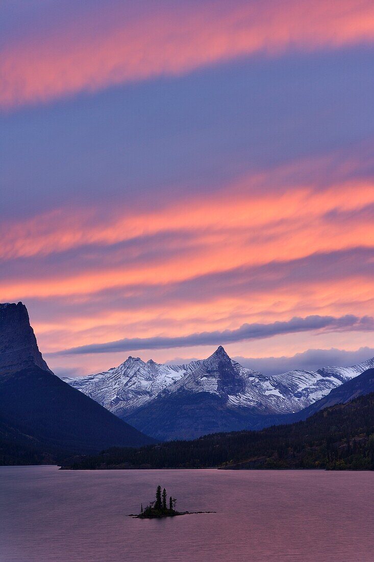 Saint Mary Lake stormy sunset, Glacier National Park