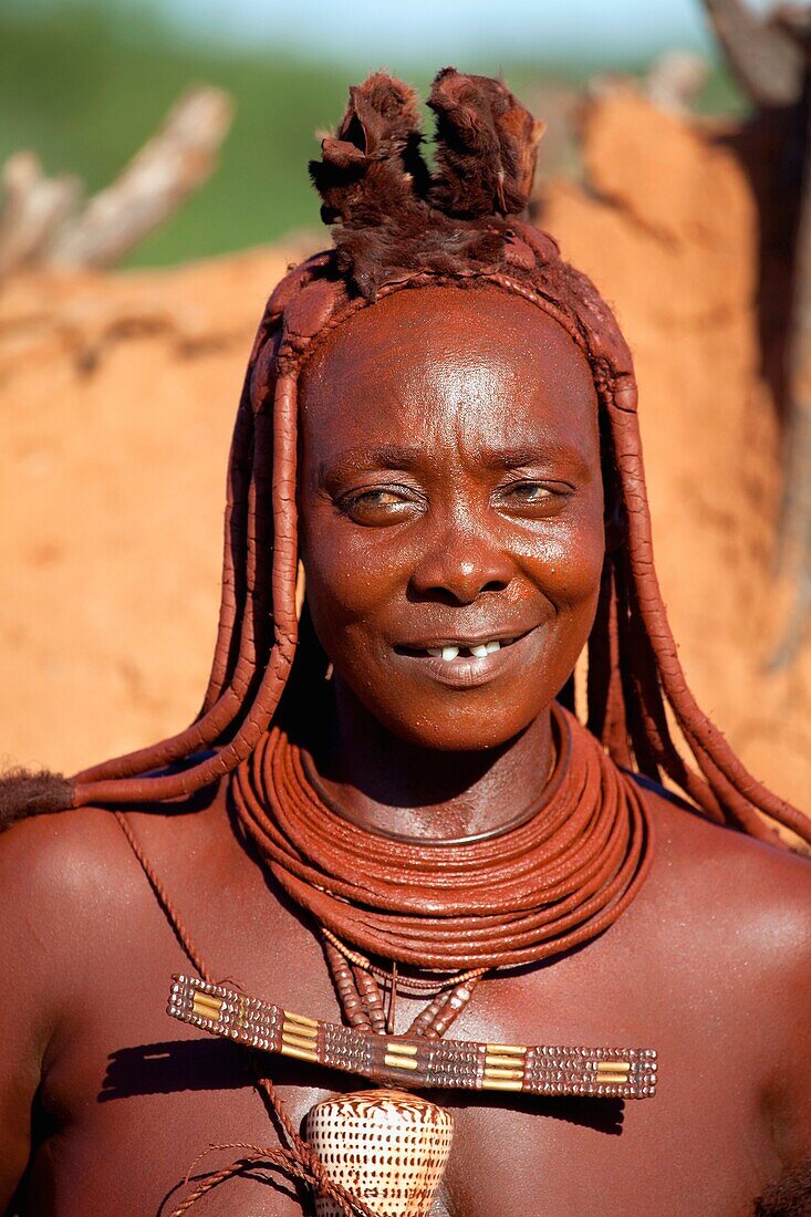 Himba woman with the typical ornaments, Kaokoland, Namibia