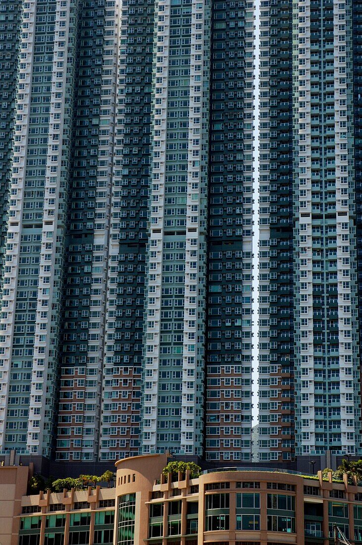 China hong kong island aberdeen former fishing port skyscraper facade