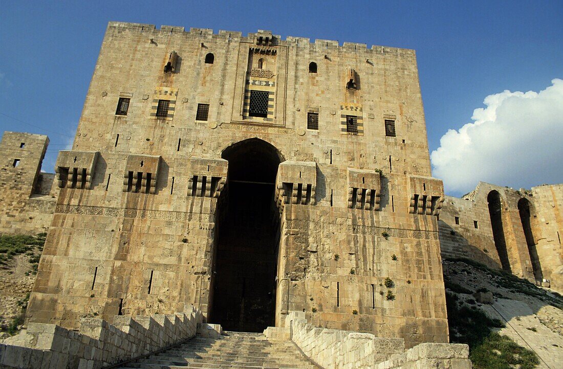 Syria aleppo alep citadel the entrance gate