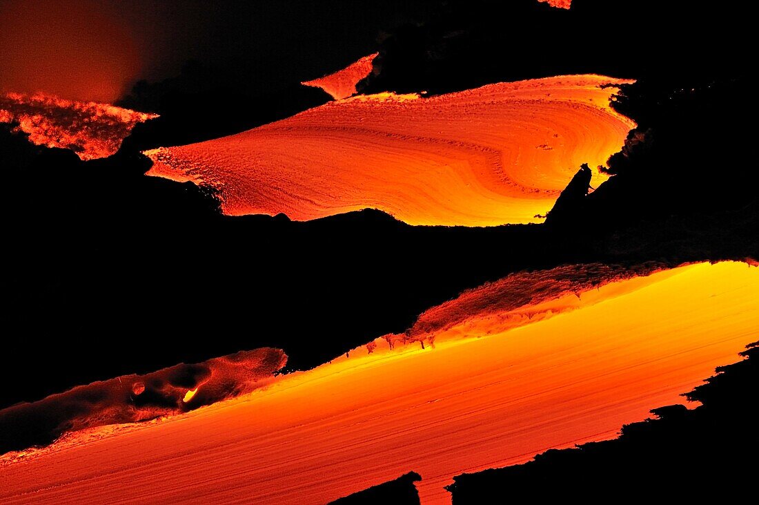 River of molten lava, close-up, Kilauea Volcano, Hawaii Islands, United States