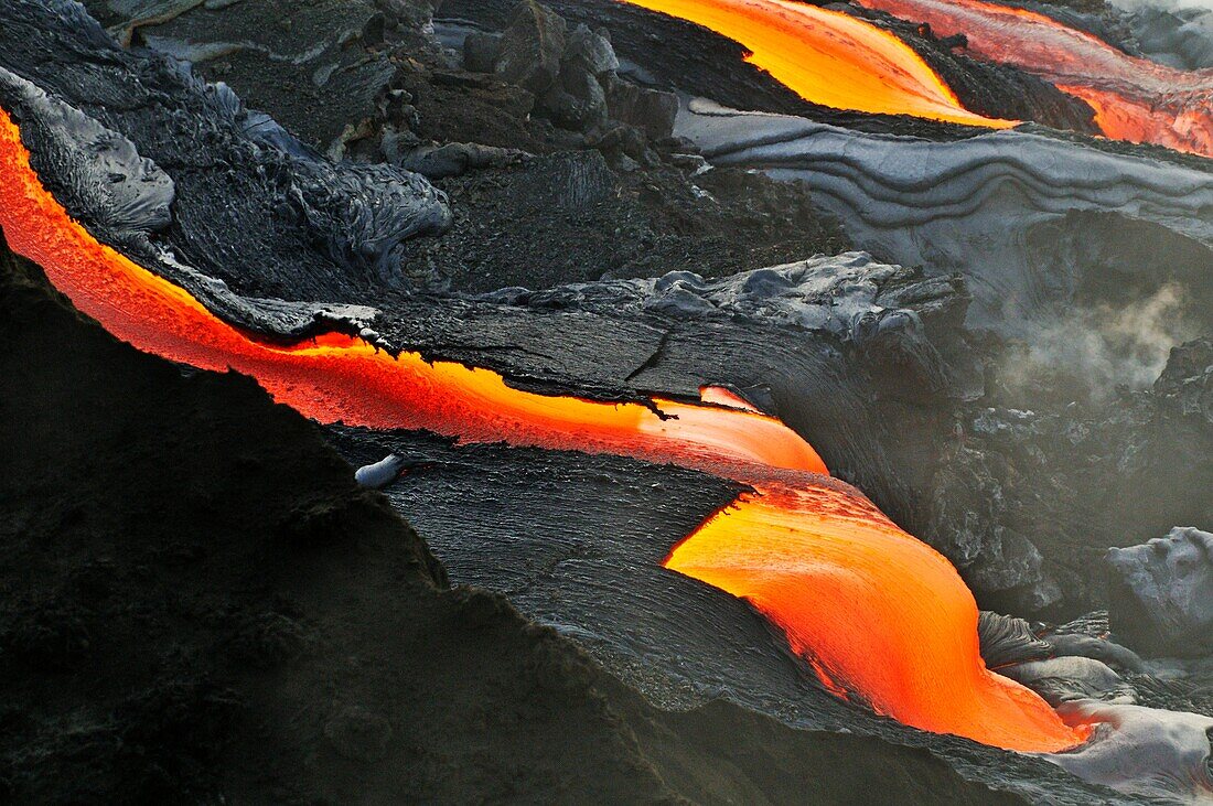 River of molten lava, close-up, Kilauea Volcano, Hawaii Islands, United States