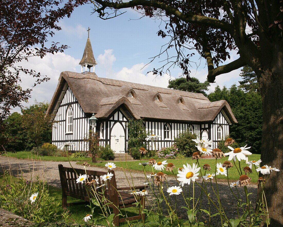 The thatched All Saints,  Church, Little Stretton Shropshire
