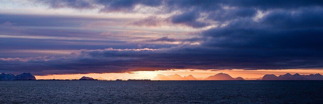 Sunrise over Vestfjord as viewed from Stamsund, Vestvagoy, Lofoten islands, Norway